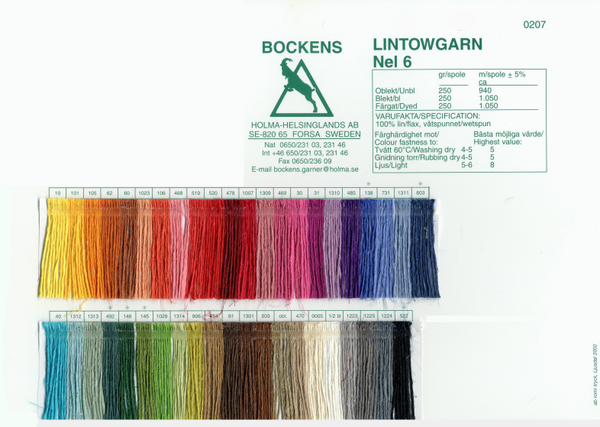 Bockens 6/1 Tow Linen Color Card | Color Cards